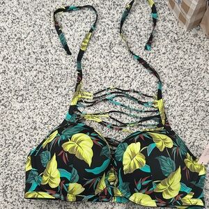 Victoria's Secret Black and Green Bikini Top 34D
